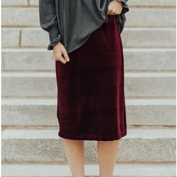 Chaus Vintage Burgundy A-Line Velvet Skirt, Size 34 - Picture 4 of 10